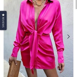 Runaway the label - fushia shirt dress. Size S.